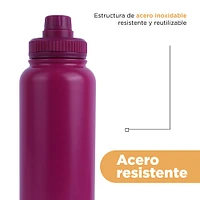 Termo Con Tapa Enroscable Acero Inoxidable Violeta 1.4 L