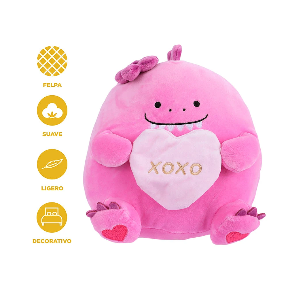 Peluche Dinosaurio Con Corazón Mini Family Felpa Rosa 25x27.5 Cm