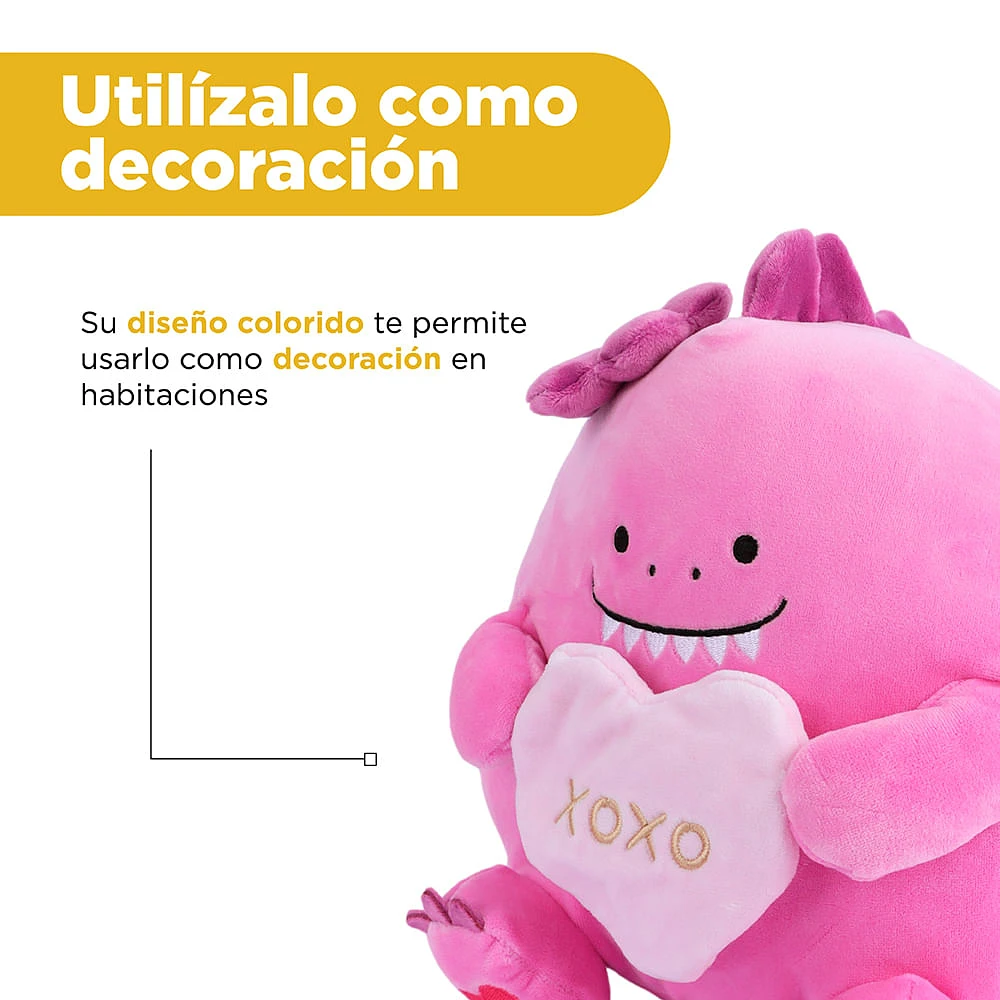 Peluche Dinosaurio Con Corazón Mini Family Felpa Rosa 25x27.5 Cm