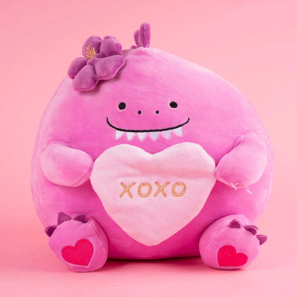 Peluche Dinosaurio Con Corazón Mini Family Felpa Rosa 25x27.5 Cm