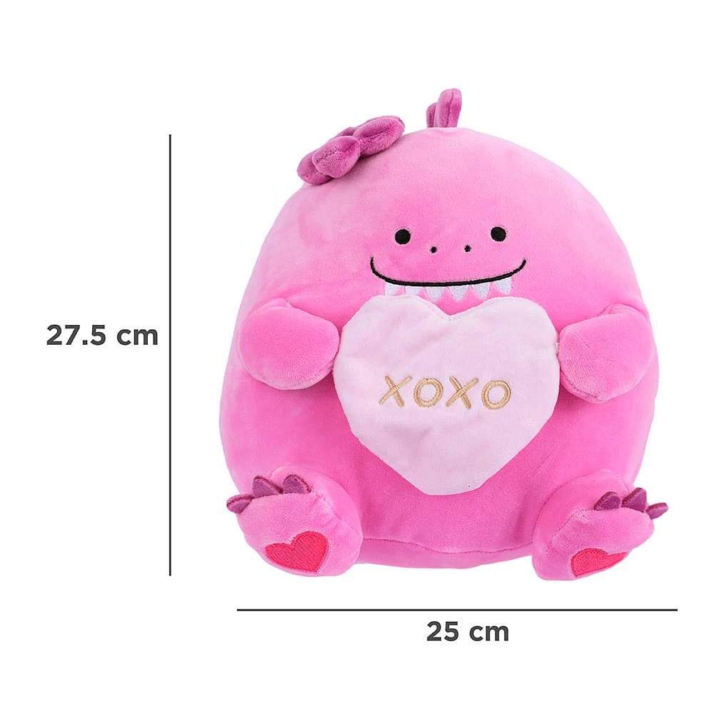 Peluche Dinosaurio Con Corazón Mini Family Felpa Rosa 25x27.5 Cm