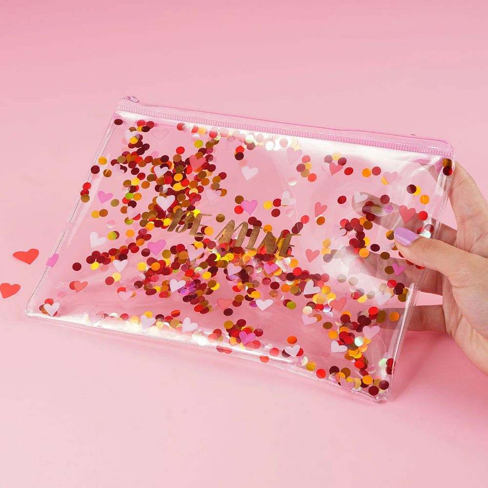 Lapicera  Pink Romance Sintética Transparente 24x16.5 Cm Glitter