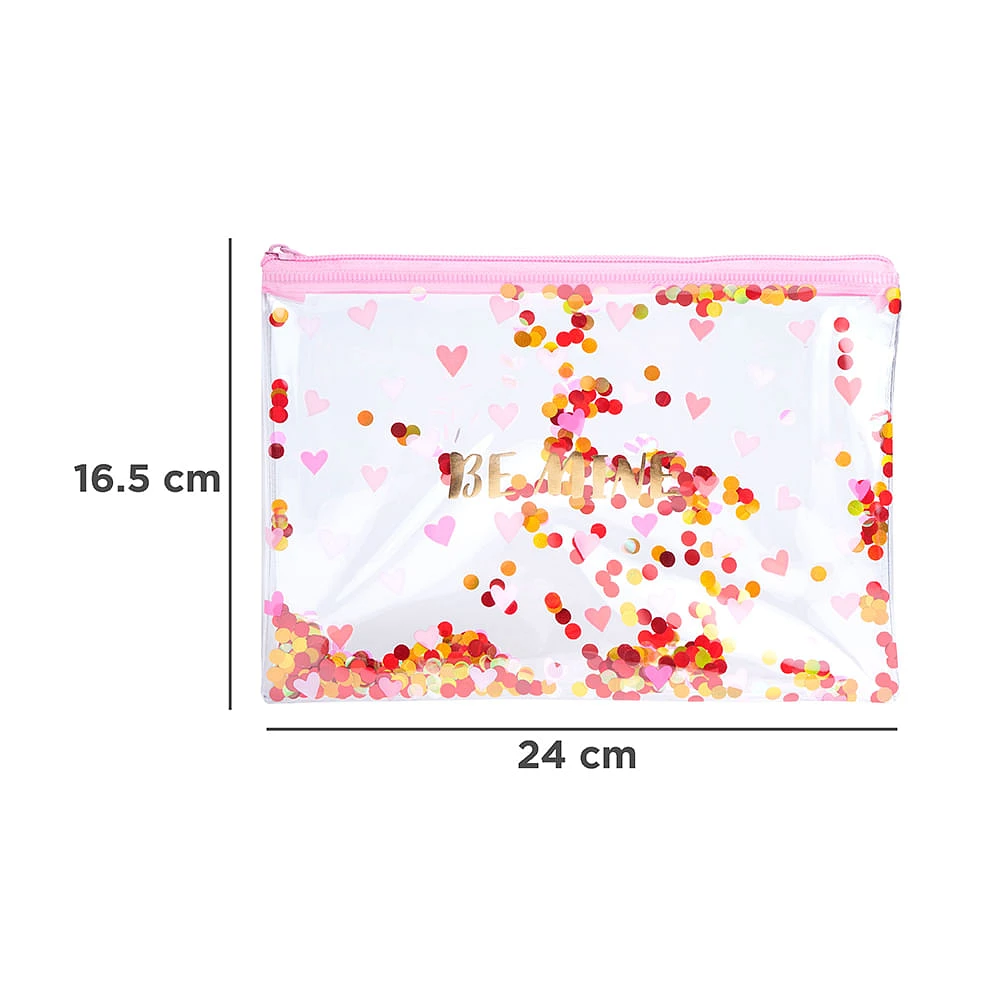Lapicera  Pink Romance Sintética Transparente 24x16.5 Cm Glitter
