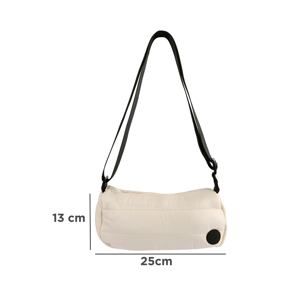 Bolso Crossbody Acolchado Textil Beige 25x13x7 Cm