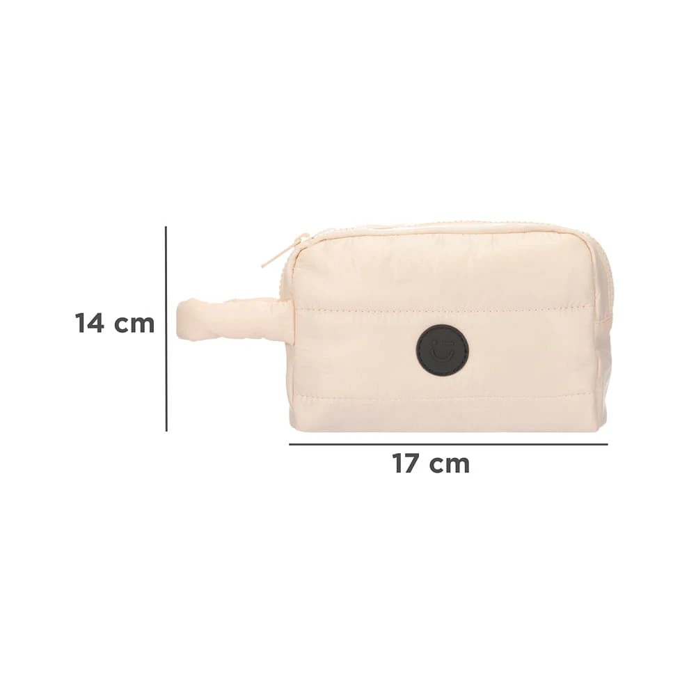 Cosmetiquera Acolchada Textil Beige 17x14x6 Cm