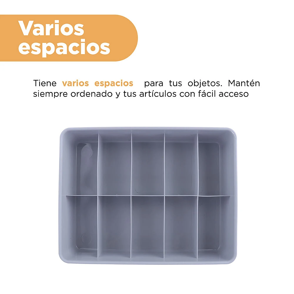 Organizador De Escritorio Con Secciones Plástico Gris 29.8x22.8x7.8 Cm