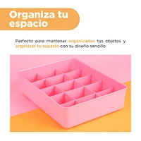 Organizador De Escritorio Con Secciones Plástico Rosa 29.8x22.8x7.8 Cm 15 Celdas