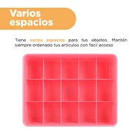 Organizador De Escritorio Con Secciones Plástico Rosa 29.8x22.8x7.8 Cm 15 Celdas