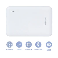 Batería Portátil Power Bank USB Y Tipo C Blanca 10000 MAh