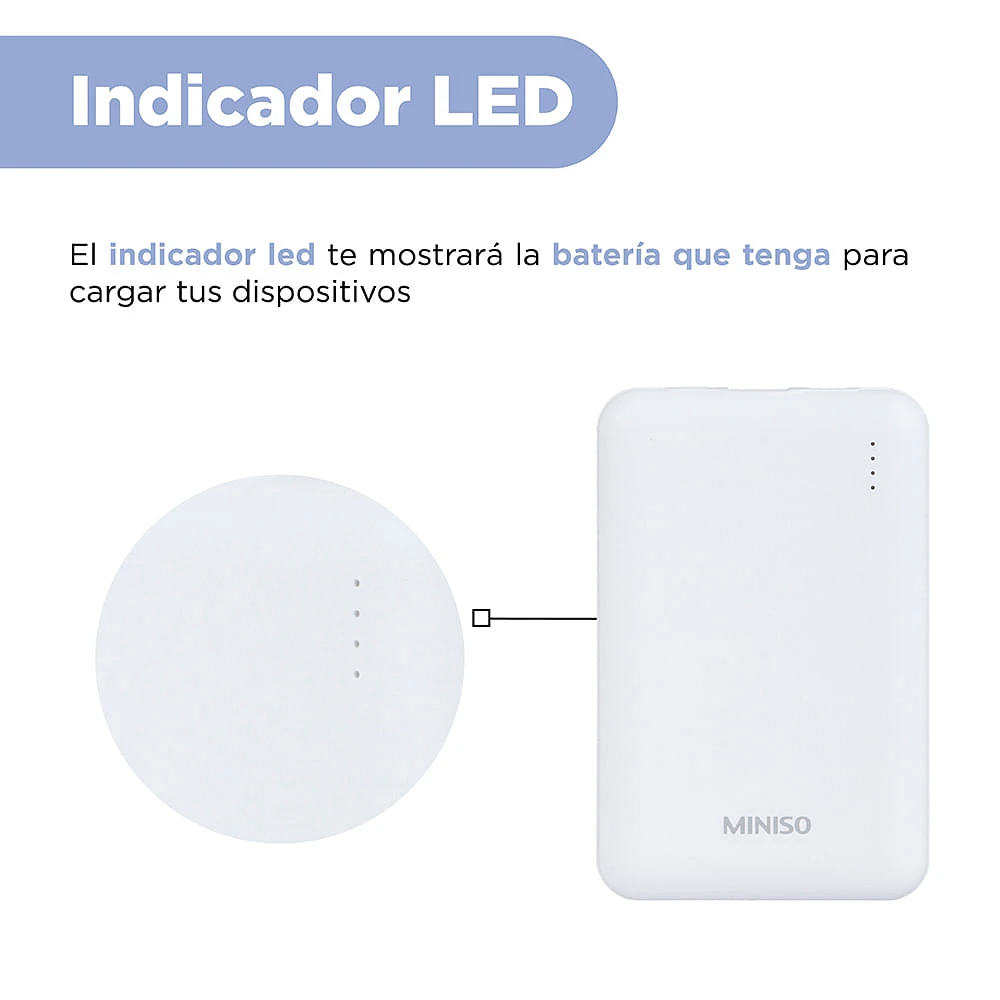 Batería Portátil Power Bank USB Y Tipo C Blanca 10000 MAh