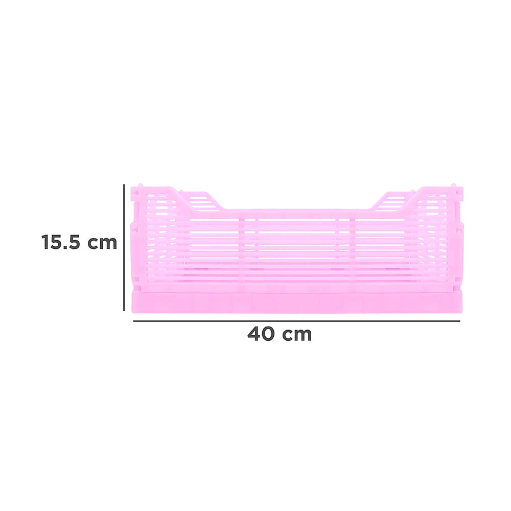 Cesta De Almacenamiento  Plegable Plástico Rosa 40x30x15.5 Cm