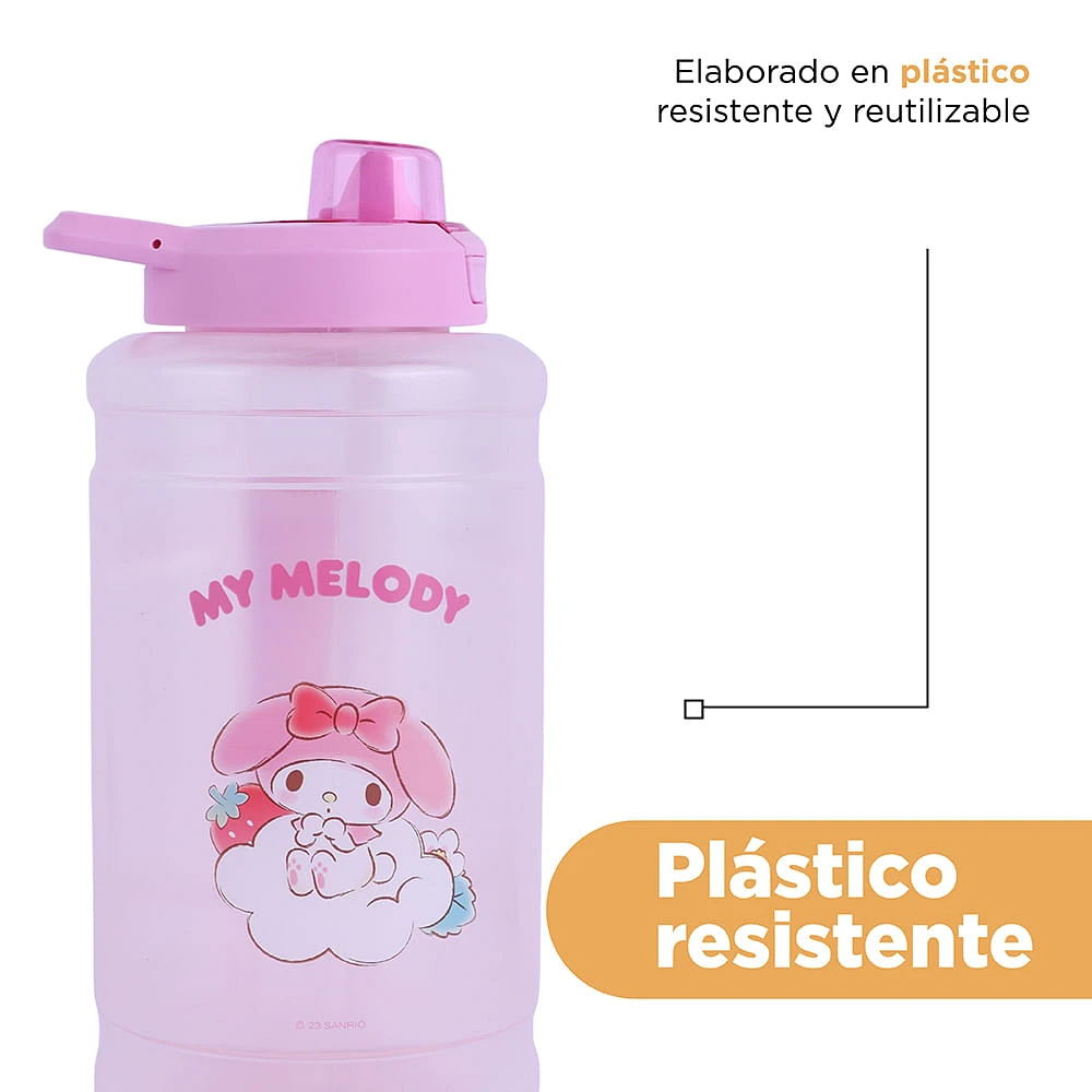 Cilindro Con Tapa Y Boquilla Sanrio My Melody Gran Capacidad Plástico Rosa 1900 ml