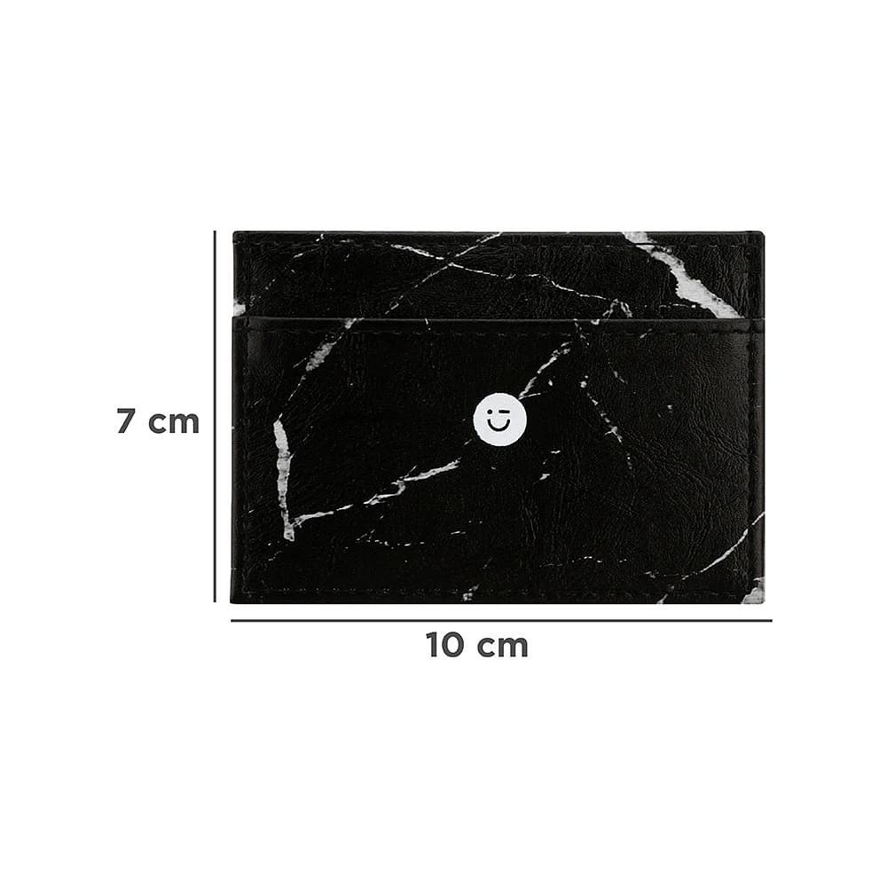 Tarjetero  Diseño Tipo Mármol Sintético Negro 10x7x1 Cm