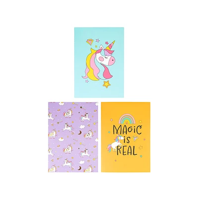 Set Libretas  Unicorn Dream Multicolores 14.8x21 Cm 28 Hojas Rayas 3 Piezas