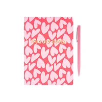 Libreta Con Pluma Pink Romance Tinta Negra 14.8x21 Cm 80 Hojas Rayas