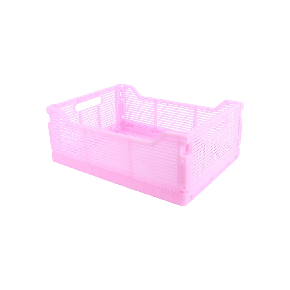 Cesta De Almacenamiento  Plegable Plástico Rosa 40x30x15.5 Cm