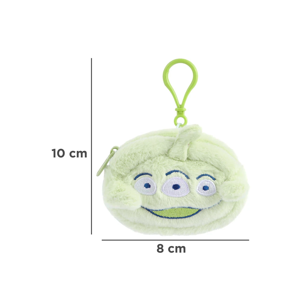 Monedero Disney Alíen Con Gancho Textil Verde 10x8x5 Cm