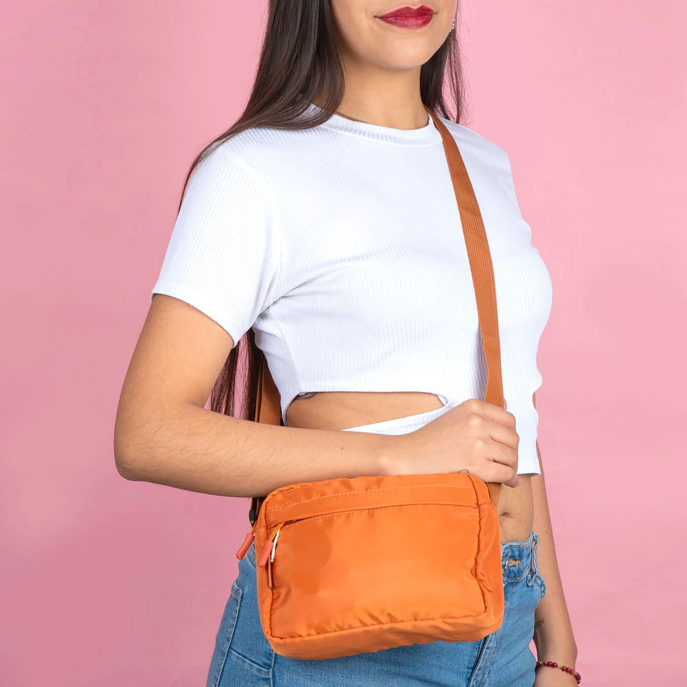 Bolso Crossbody Textil Naranja 20x14 cm