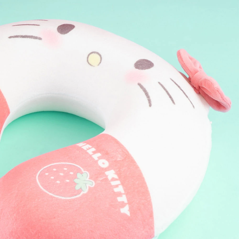Almohada De Viaje Sanrio Hello Kitty Memory Foam Textil Blanca 30x28 Cm