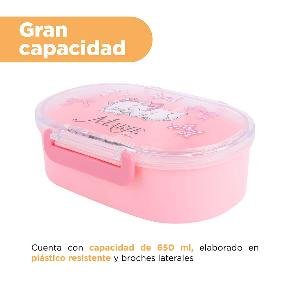 Contenedor De Alimentos Disney Marie Plástico Rosa 650 Ml