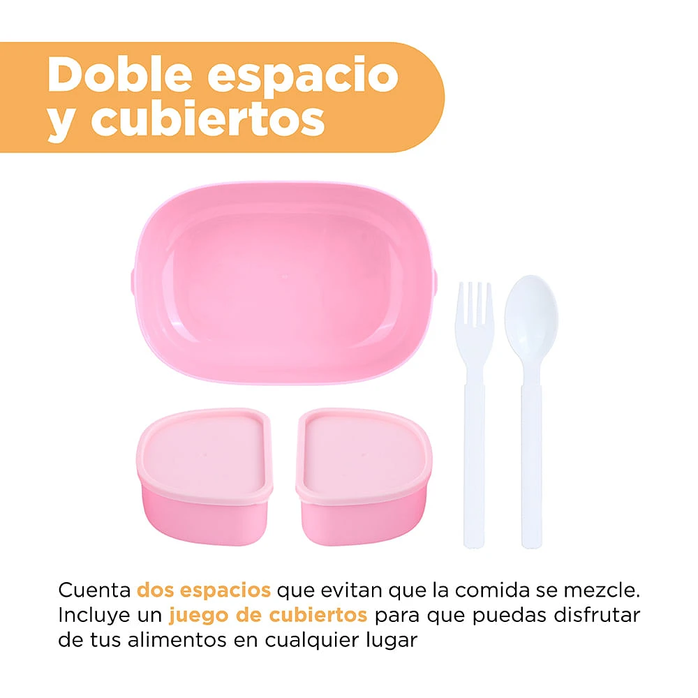 Contenedor De Alimentos Disney Blancanieves Manga Plástico Rosa 1600 Ml