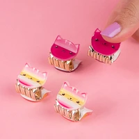 Set Pinzas Para Cabello Estampado De Gatitos Sintéticas Multicolor 4 Piezas