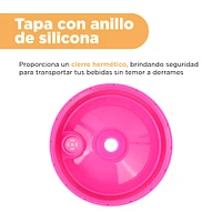 Vaso Con Tapa Y Popote Plástico  Rosa 535 ml