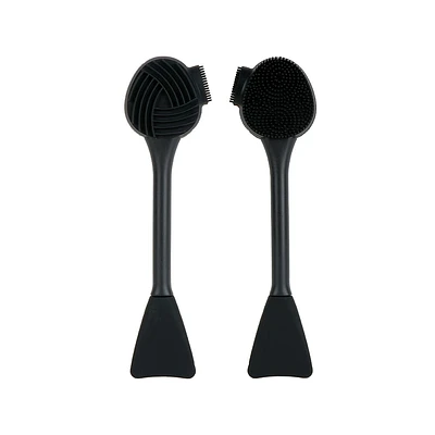 Cepillo Facial Doble Cabeza Silicona Negro