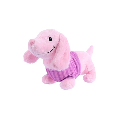 Peluche Miniso Perrito Salchicha Con Camisa Felpa Rosa 4.2x35 Cm