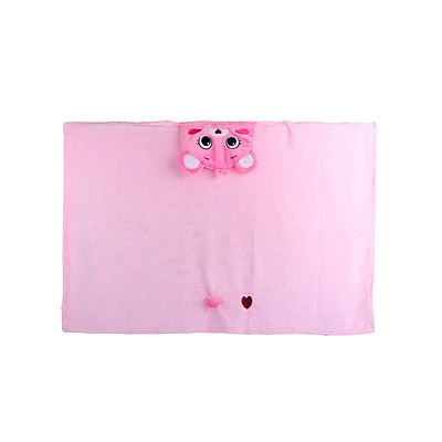 Manta Con Capucha Ositos Cariñositos Alegrosita Textil Rosa 140x90 Cm