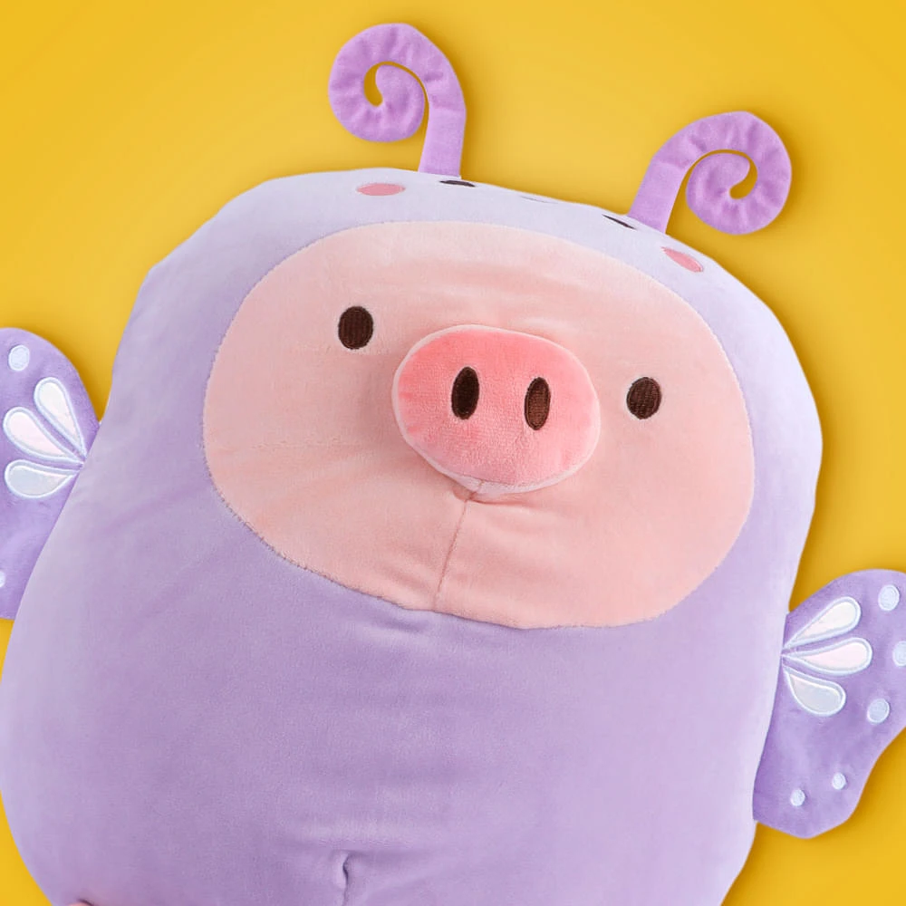 Peluche Cerdito Con Pijama Mini Family Felpa Morado 25x36 Cm