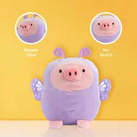 Peluche Cerdito Con Pijama Mini Family Felpa Morado 25x36 Cm