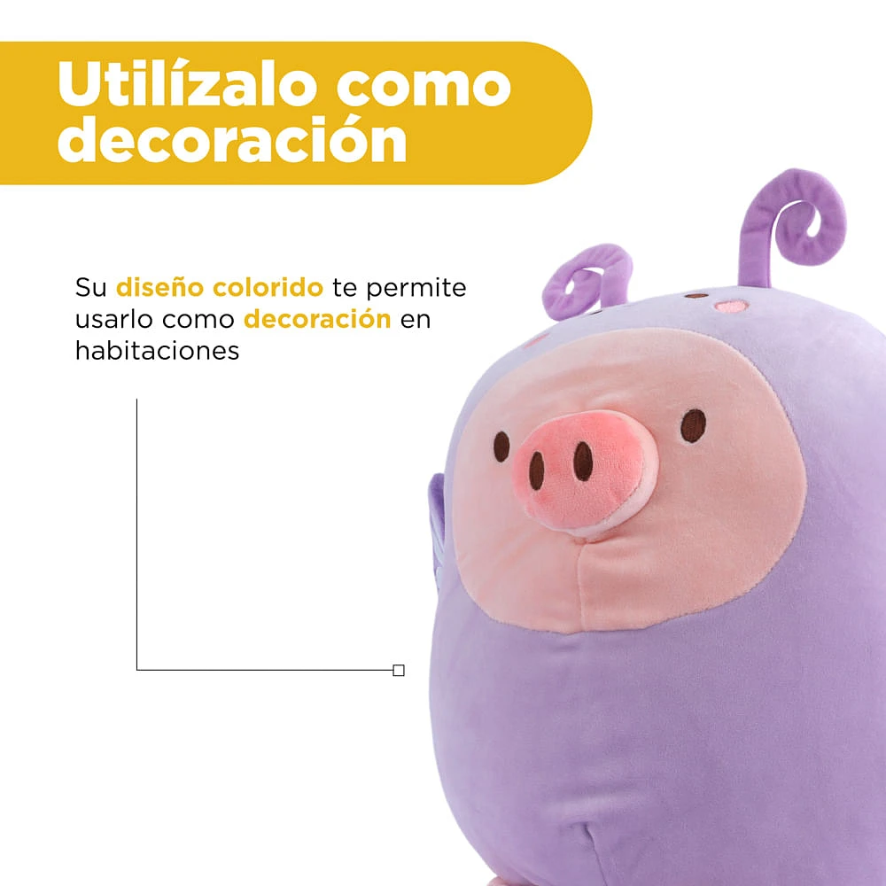 Peluche Cerdito Con Pijama Mini Family Felpa Morado 25x36 Cm