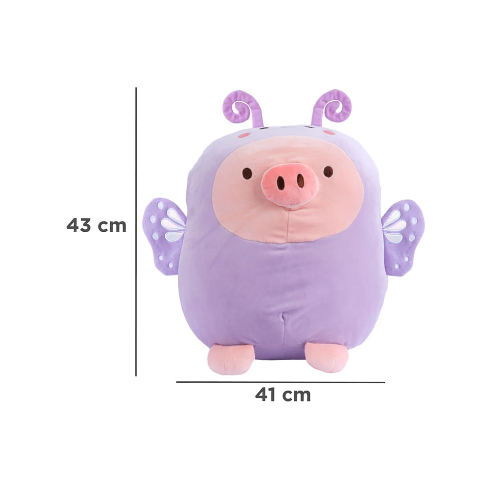 Peluche Cerdito Con Pijama Mini Family Felpa Morado 25x36 Cm