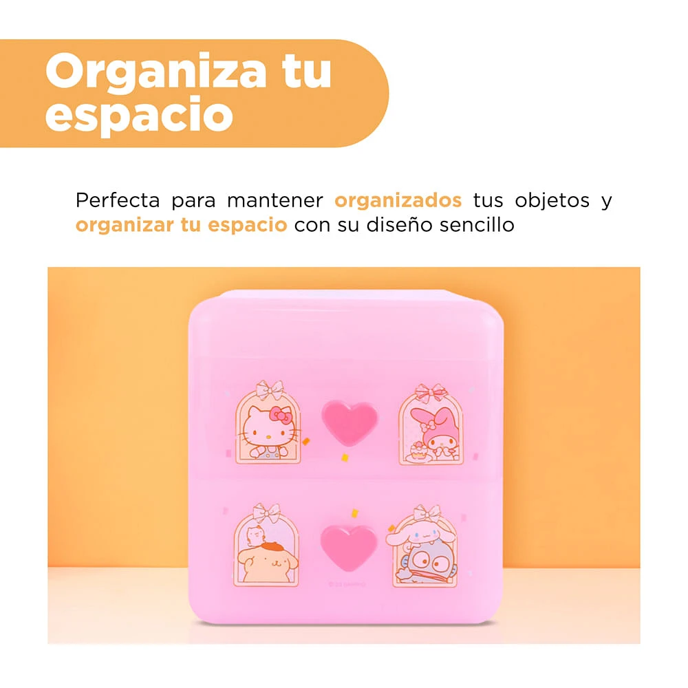 Organizador De Escritorio Sanrio Con Cajones Plástico Rosa 11.5x12 Cm