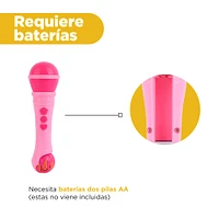 Micrófono De Juguete Con Luz Y Sonido Sintético Rosa 20 Cm