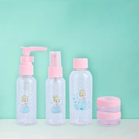 Kit Botellas De Viaje Disney Cenicienta Princesas Manga Plástico Rosas 5 Piezas