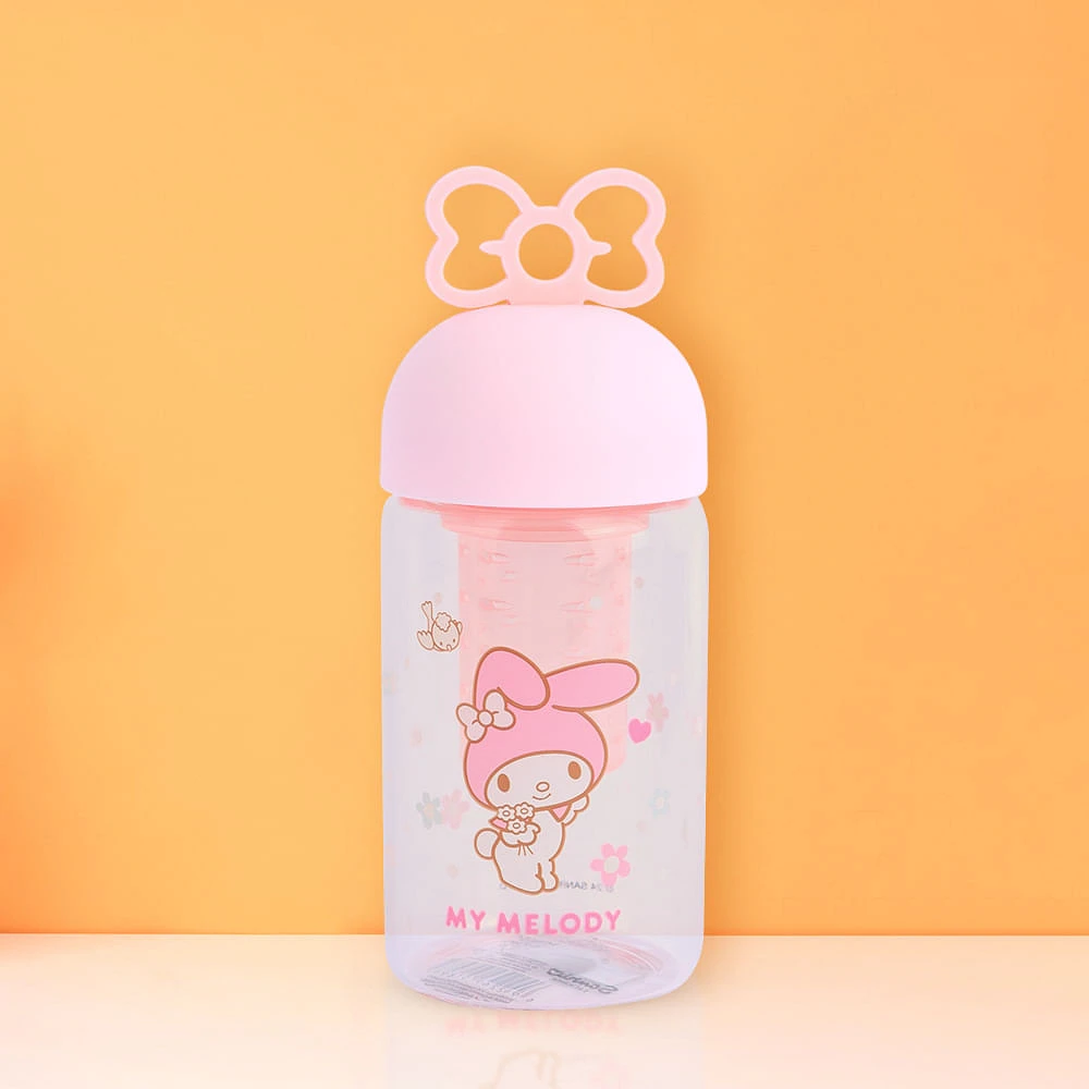 Vaso  Con Tapa Enroscable E Infusor Sanrio My Melody Vidrio Rosa 330 ml