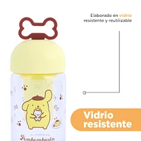 Vaso Con Tapa Enroscable E Infusor Sanrio Pompompurin Vidrio Rosa 300 ml