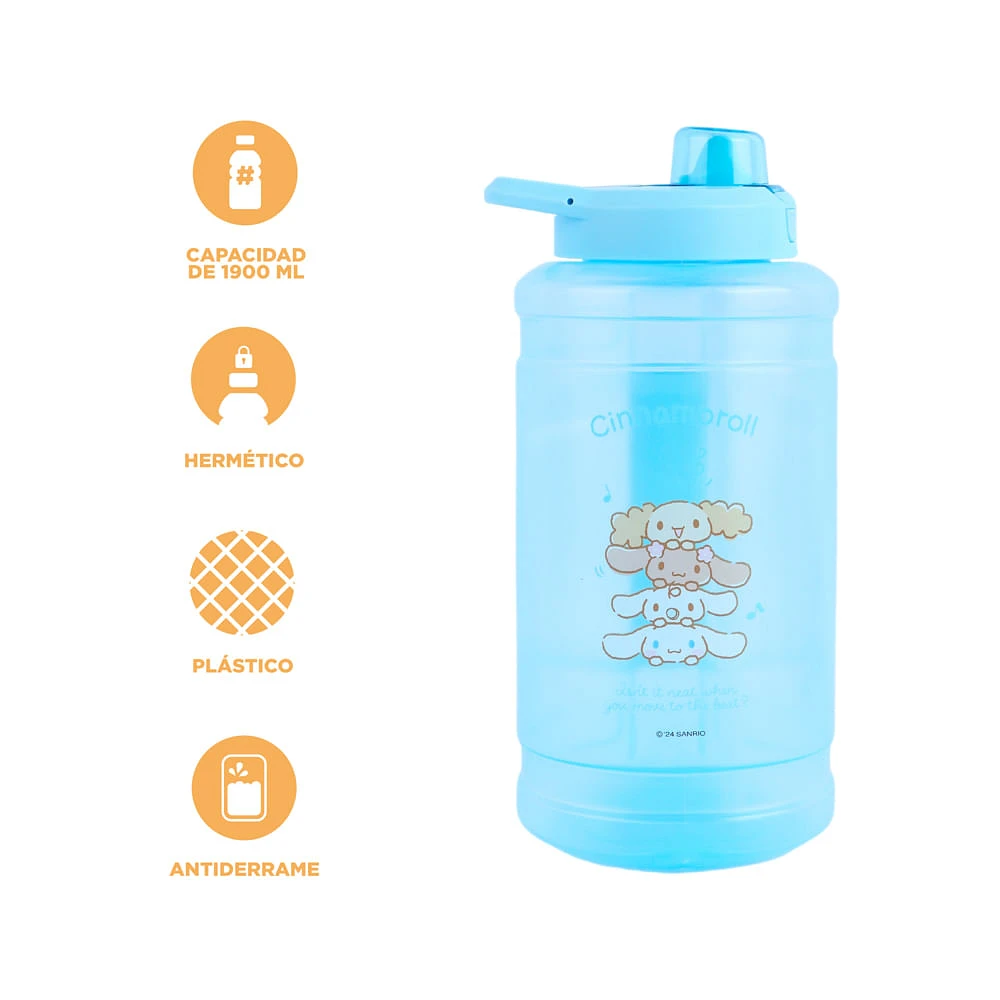 Cilindro Con Tapa Y Boquilla Sanrio Cinnamoroll Gran Capacidad Plástico Azul 1.9 L