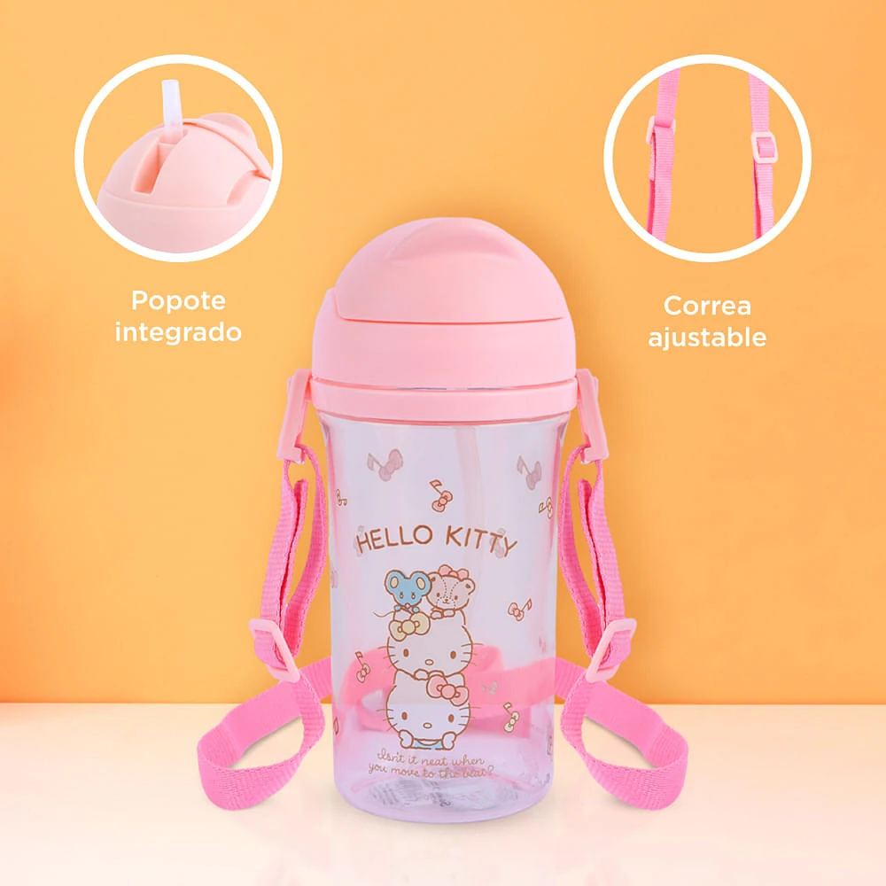 Vaso Con Tapa Enroscable Y Boquilla Sanrio Hello Kitty Plástico Rosa 400 ml