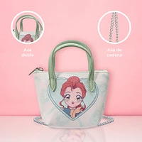 Bolso Crossbody Disney Bella Princesas Manga Textil Verde 16x6x11 cm