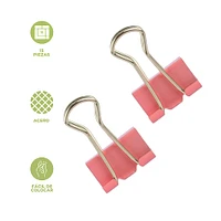 Set Clips Para Carpeta Aluminio Rosa 15 Piezas