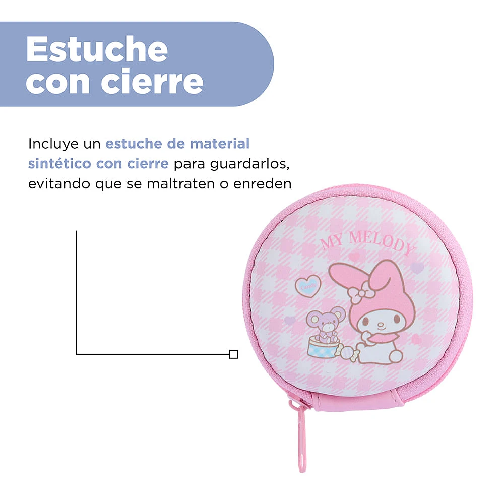 Audífonos De Cable Con Estuche Sanrio My Melody 120 cm 3.5 mm