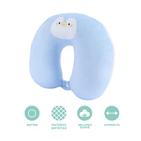 Almohada De Viaje Pingüino Forma De Peluche Felpa Azul 32x30 Cm