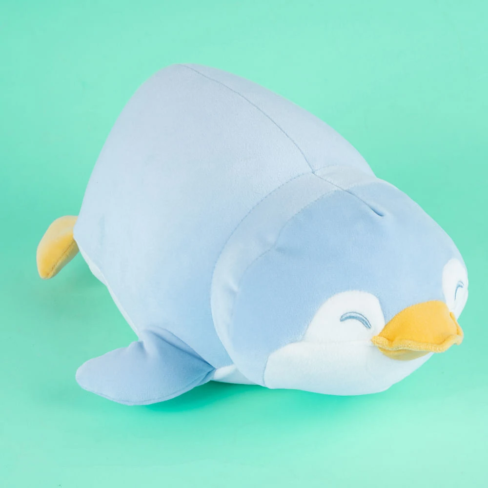 Almohada De Viaje Pingüino Forma De Peluche Felpa Azul 32x30 Cm