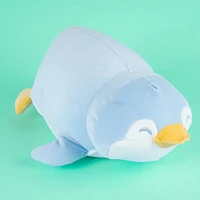 Almohada De Viaje Pingüino Forma De Peluche Felpa Azul 32x30 Cm