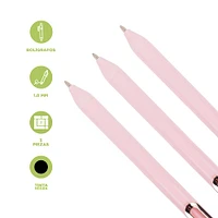 Set Plumas Rose Gold Tinta Negra 1 mm 3 Piezas