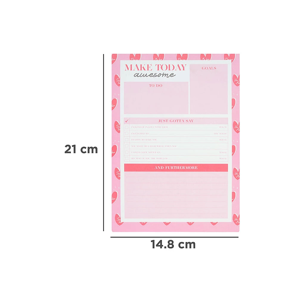 Bloc De Notas Tipo Planificador Pink Romance Rosa 14.8x21 Cm 60 Hojas