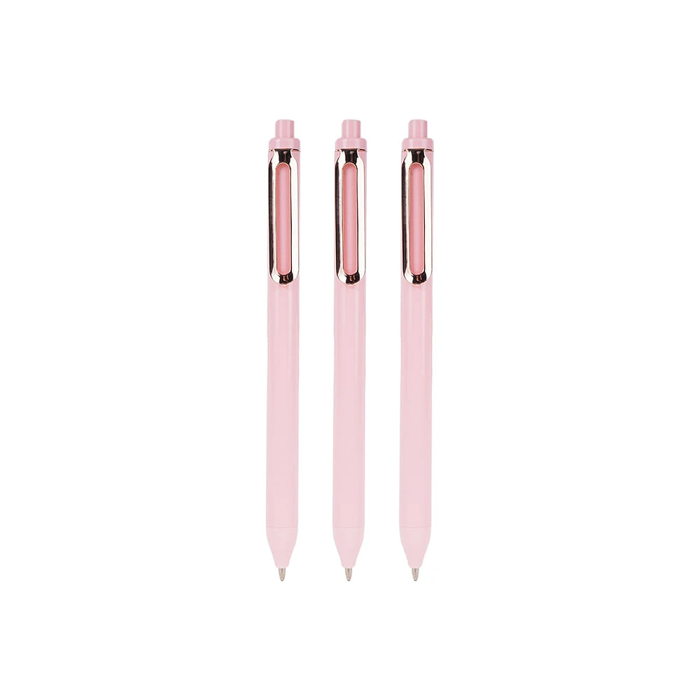 Set Plumas Rose Gold Tinta Negra 1 mm 3 Piezas